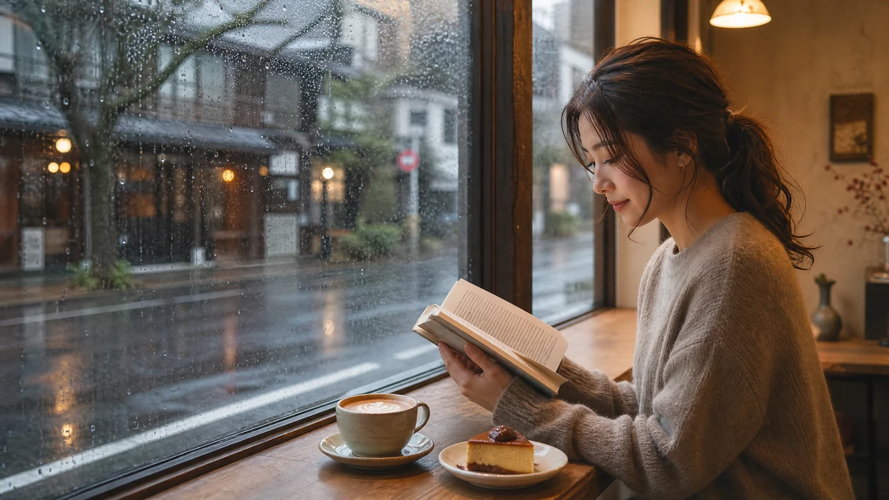 雨天咖啡馆探店，窗边座位太治愈视频封面
